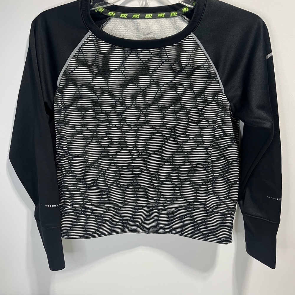 Nike Black and White Girls Crop Fleece lined Sweatshirt